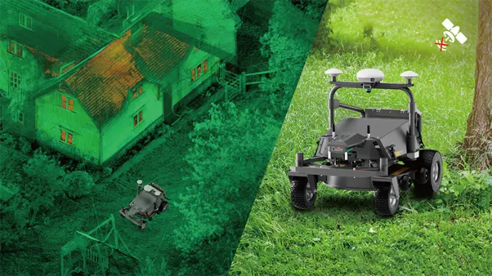 Accurate mowing with the FJD PaintMaster RM21 Combo sports field striping robot Accurate mowing with the FJD PaintMaster RM21 Combo sports field striping robot