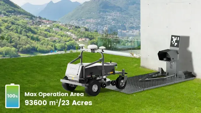 autonomous line marking robot FJD PaintMaster RM21 Combo has recharging base autonomous line marking robot FJD PaintMaster RM21 Combo has recharging base